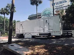 11-station restroom trailer at Ben Hill Griffin Stadium